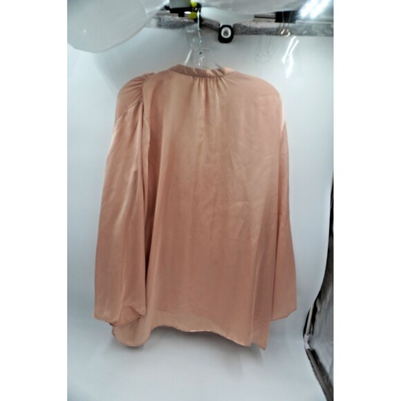 Zara Satin Nude/Golden V-Neck Tunic Wide Sleeve Flowy Blouse Size Xl - Picture 8 of 8